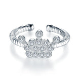 Kids Girls Princess Crown Ring Solid 925 Sterling Silver Children Jewelry Adjustable XFR8266