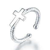 Kids Girls Cross Ring Solid 925 Sterling Silver Children Jewelry Adjustable XFR8267