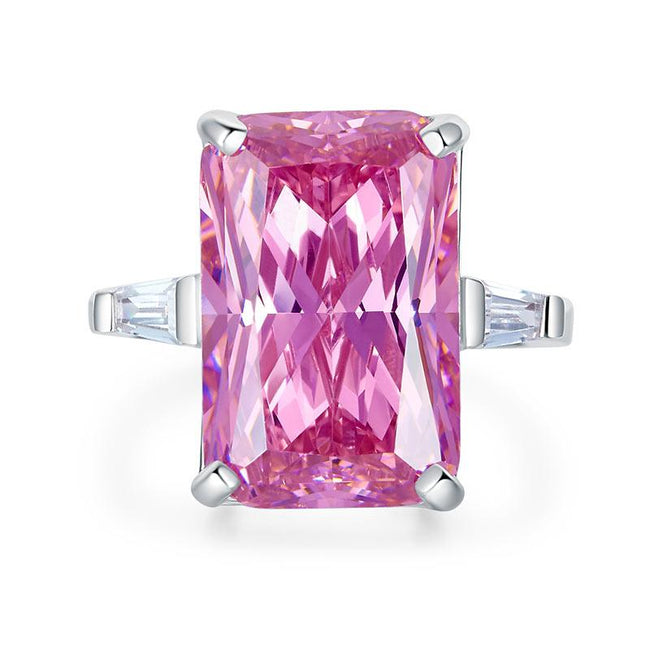 8.5 Carat Pink Created Diamante Stone Solid 925 Sterling Silver Ring Party Luxury Jewelry XFR8307