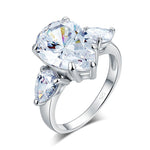 Pear Cut 4 Carat Solid 925 Sterling Silver Ring Three-Stone Pageant Luxury Jewelry XFR8308