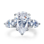Pear Cut 4 Carat Solid 925 Sterling Silver Ring Three-Stone Pageant Luxury Jewelry XFR8308