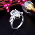 Pear Cut 4 Carat Solid 925 Sterling Silver Ring Three-Stone Pageant Luxury Jewelry XFR8308