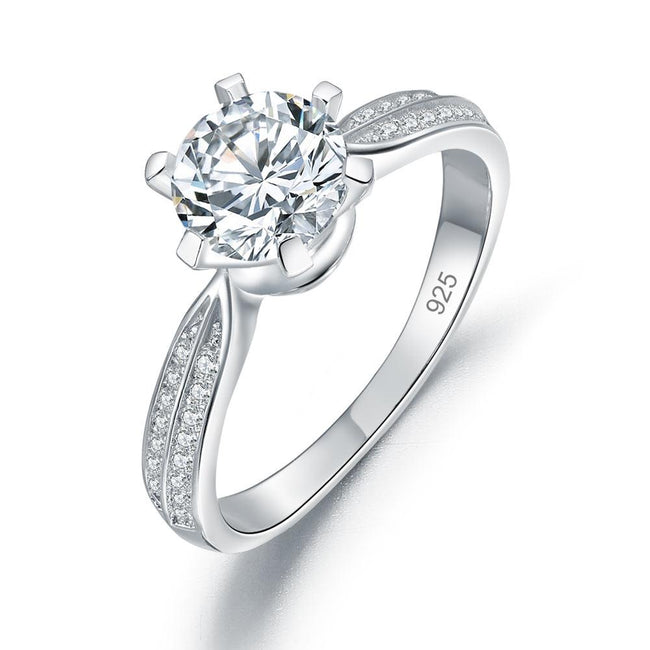 Engagement Crown Ring 925 Sterling Silver 1 Ct Created Diamond