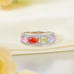 Wedding Band Multi-Color Stone Anniversary Solid 925 Sterling Silver Ring Jewelry XFR8320