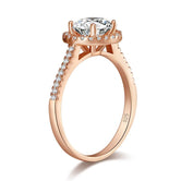 925 Sterling Silver Wedding Engagement Rose Gold Plated Ring Created Diamond