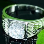 Cubic Zirconia Studs 18k White Gold Plated Wedding Mens Ring XMR122
