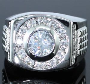 Cubic Zirconia Studs 18k White Gold Plated Wedding Mens Ring XMR134