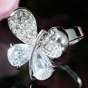 4 Carat Butterfly Ring use Austrian Crystal Free Size XR107